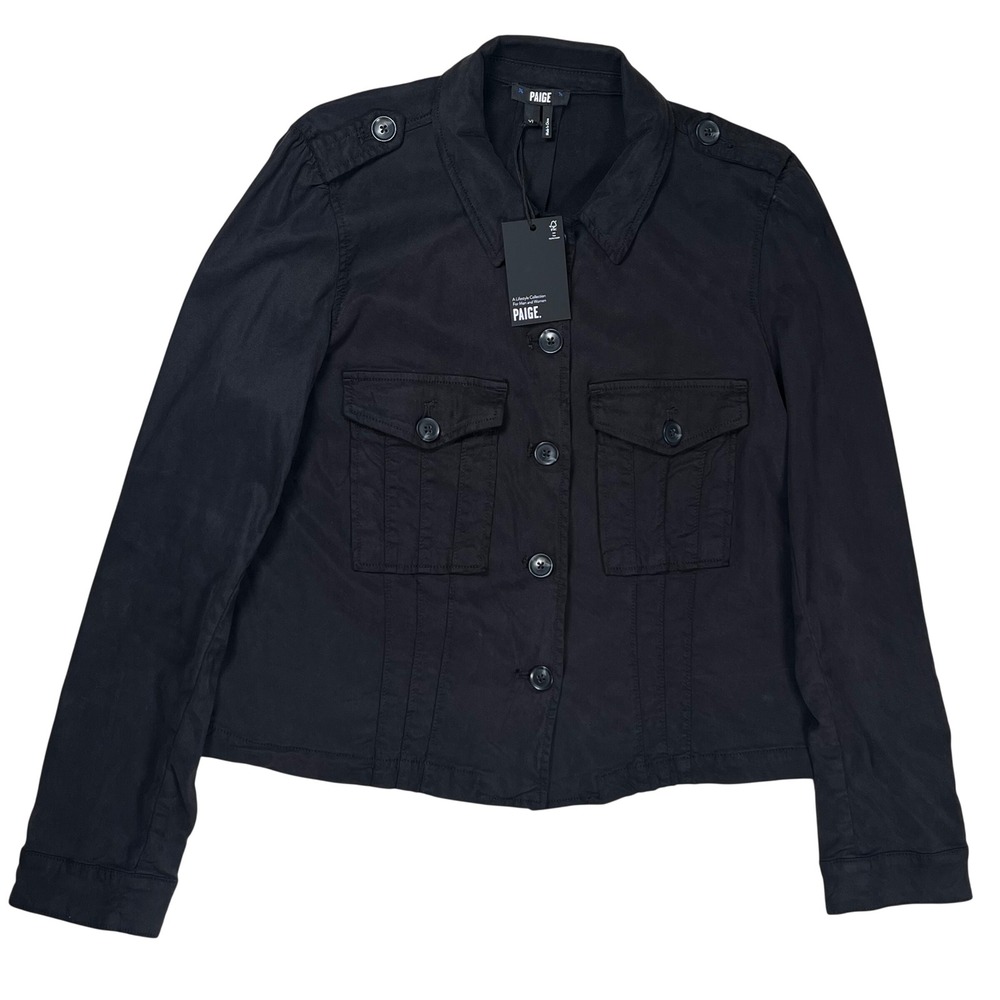 New Paige Pacey Jacket Women XL Vintage Black Utility Button Front Casual NWT